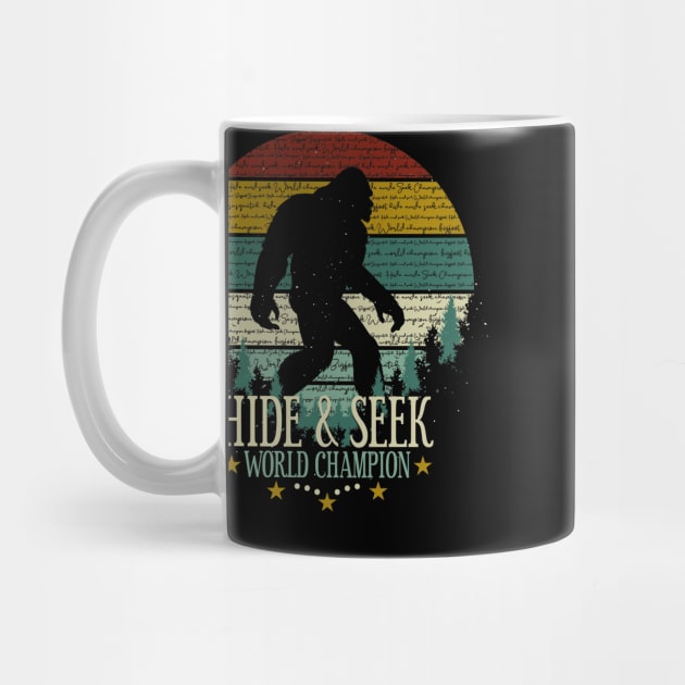 Hide and Seek World Champion Retro Vintage Bigfoot Sunset by Tesszero